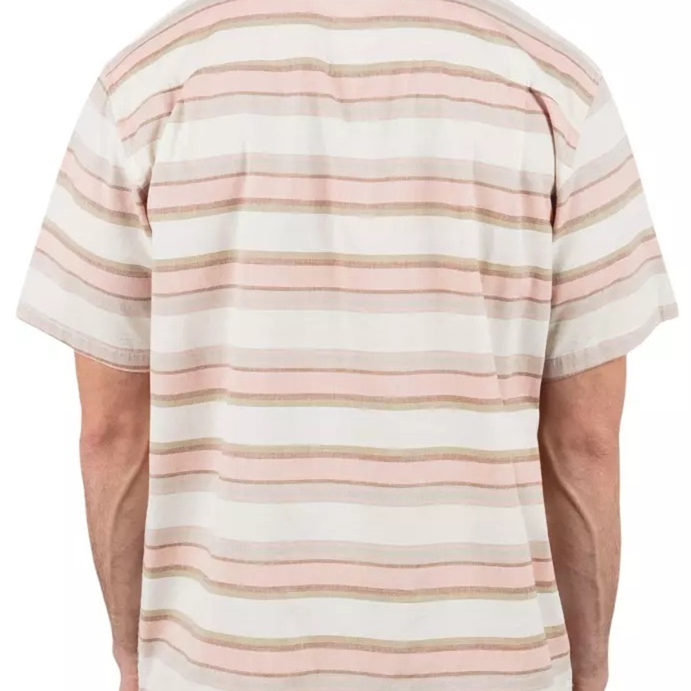 New Hurley Men's One and Only Lido Stripe Short Sleeve Shirt button front - Picture 2 of 4